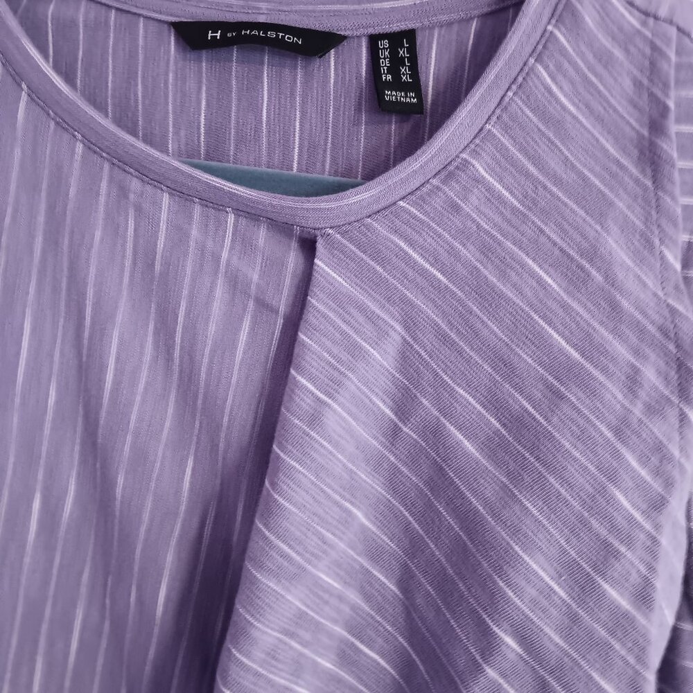 H by Halston Stripped Sleeveless tank with flounce drape large lavender